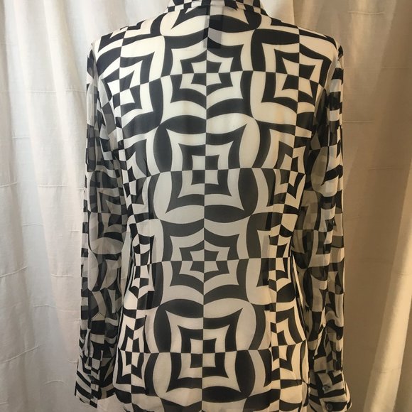 Kenneth Cole Black & White Geometric Blouse - Picture 5 of 10